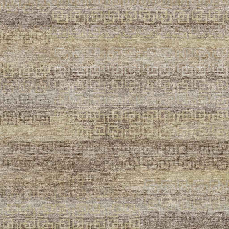 8' X 10' Beige And Wheat Striped Washable Indoor Outdoor Area Rug