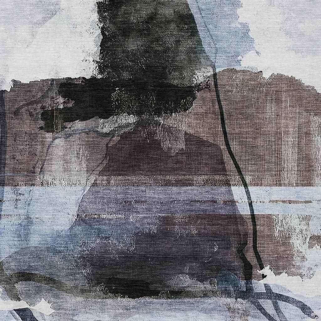 3' X 5' Brown And Ivory Abstract Washable Indoor Outdoor Area Rug