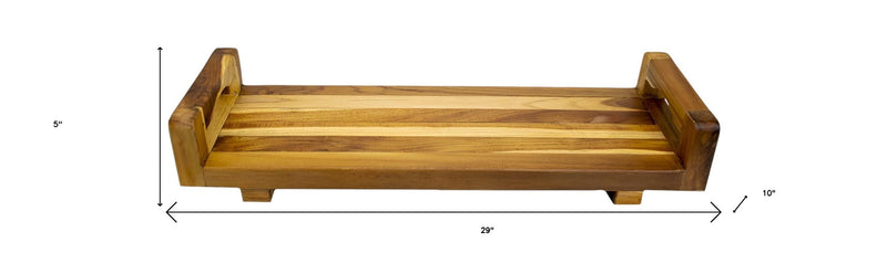 29" Natural Teak Bath Tray and Seat with Handles - Bed & Bath