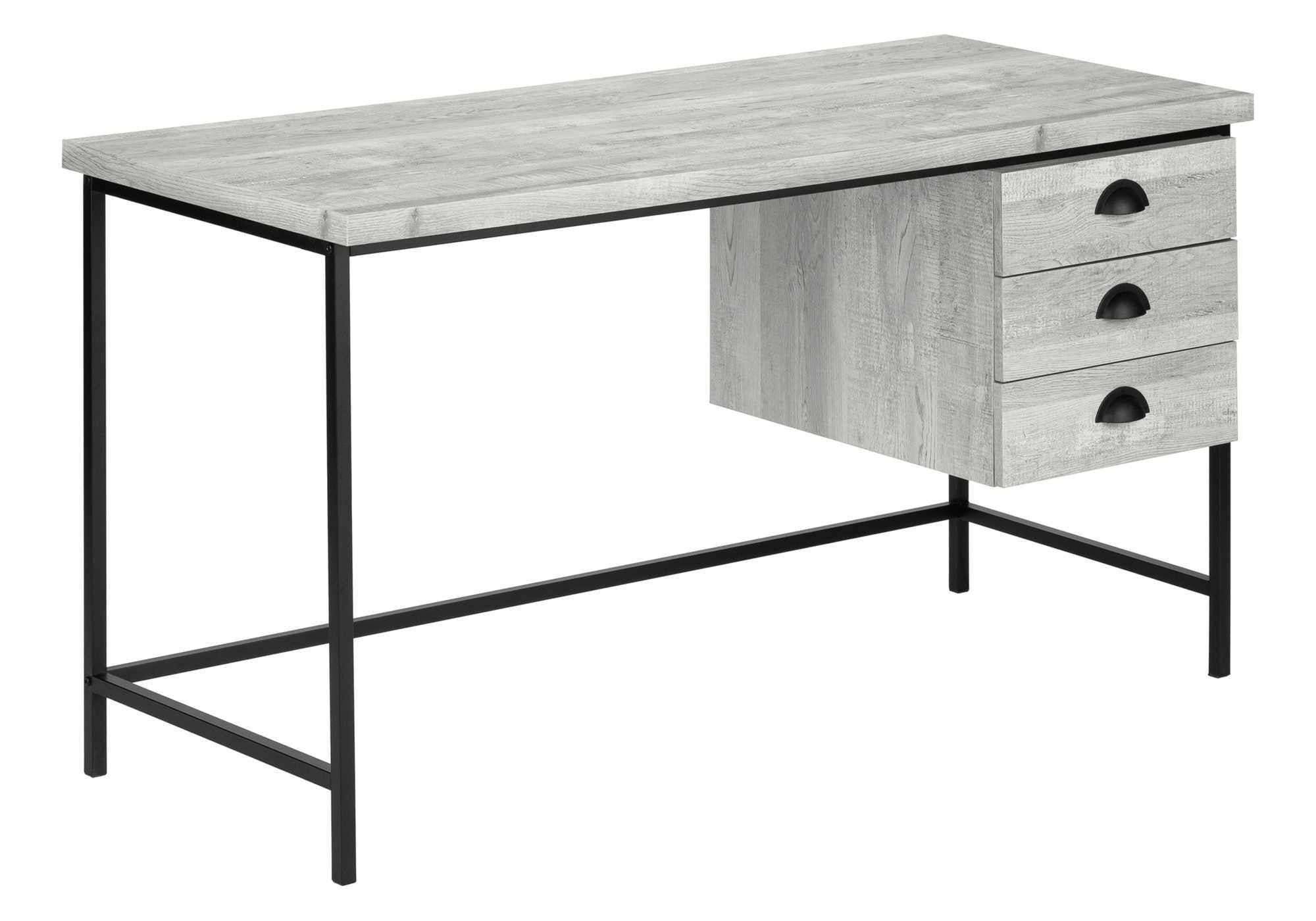 24" Gray and Black Computer Desk With Three Drawers - GreatEagleInc