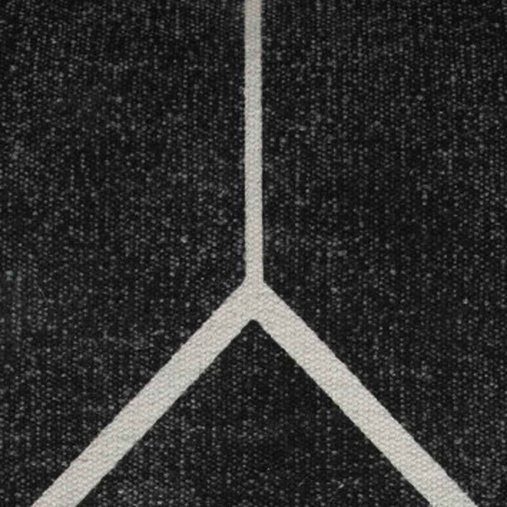 18" Black Cotton Geometric Pouf Ottoman