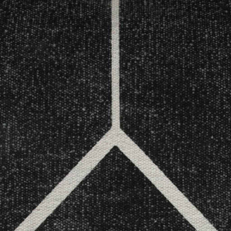 18" Black Cotton Geometric Pouf Ottoman