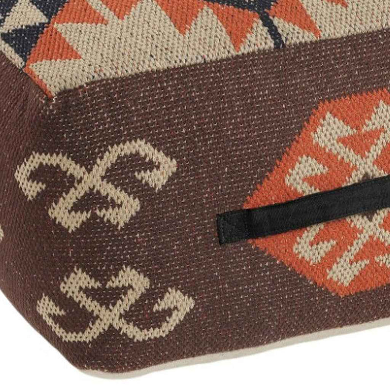 18" Brown Tribal Pouf Ottoman