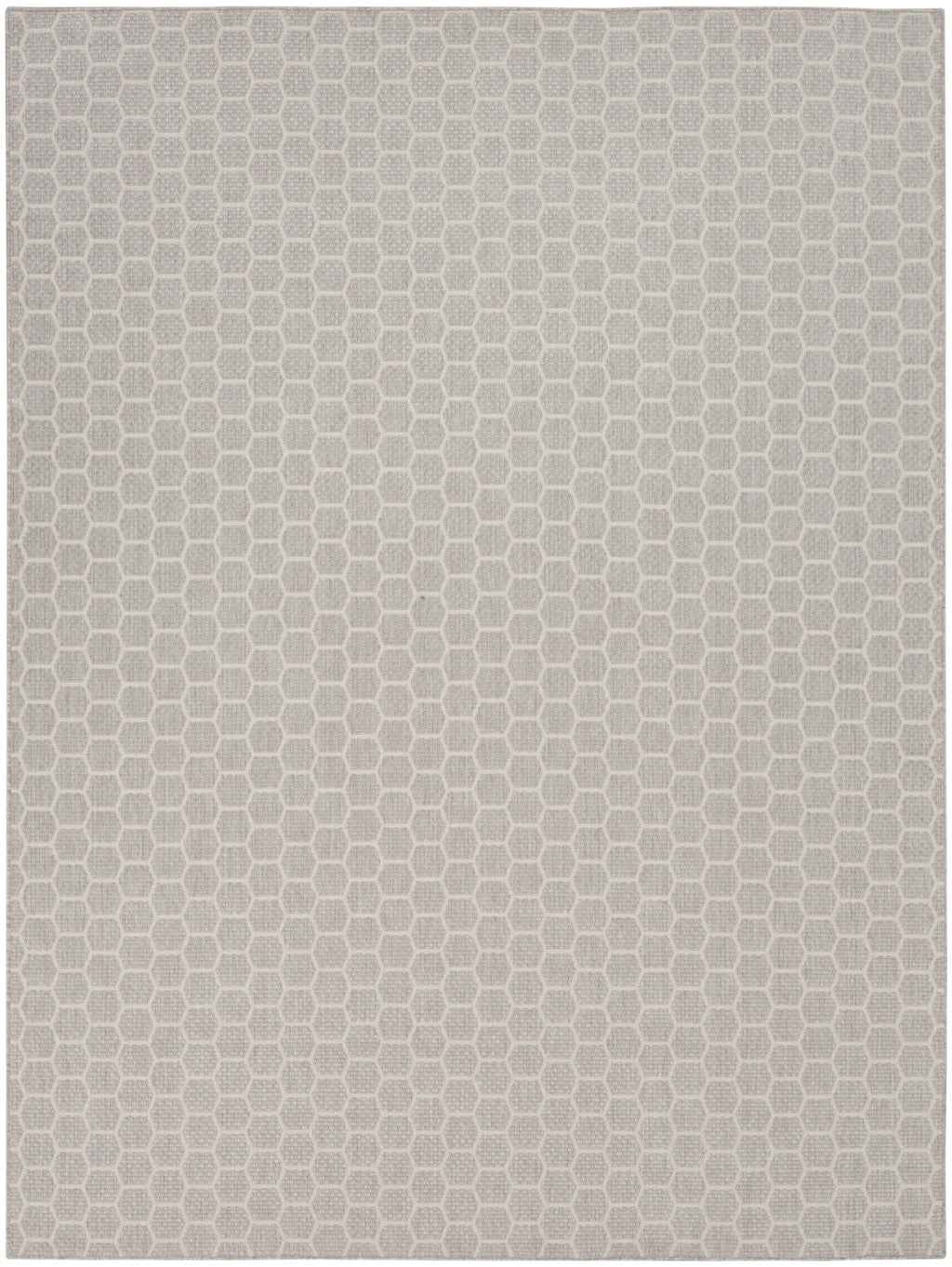 8' X 10' Gray And Ivory Geometric Indoor Outdoor Area Rug