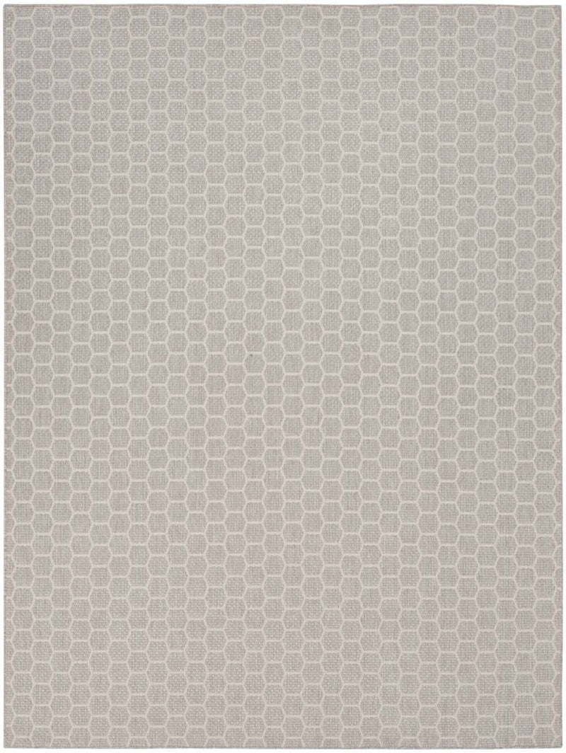 8' X 10' Gray And Ivory Geometric Indoor Outdoor Area Rug