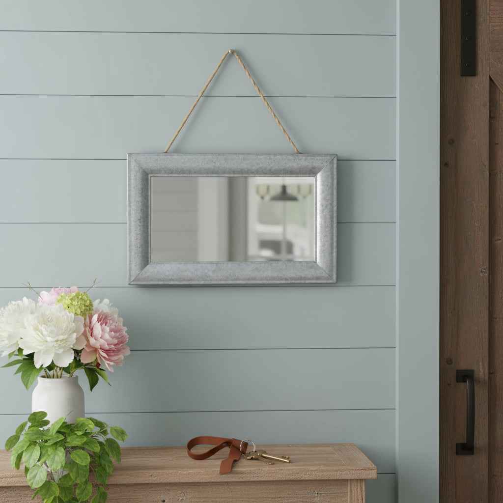 9" Silver Metal Framed Accent Mirror