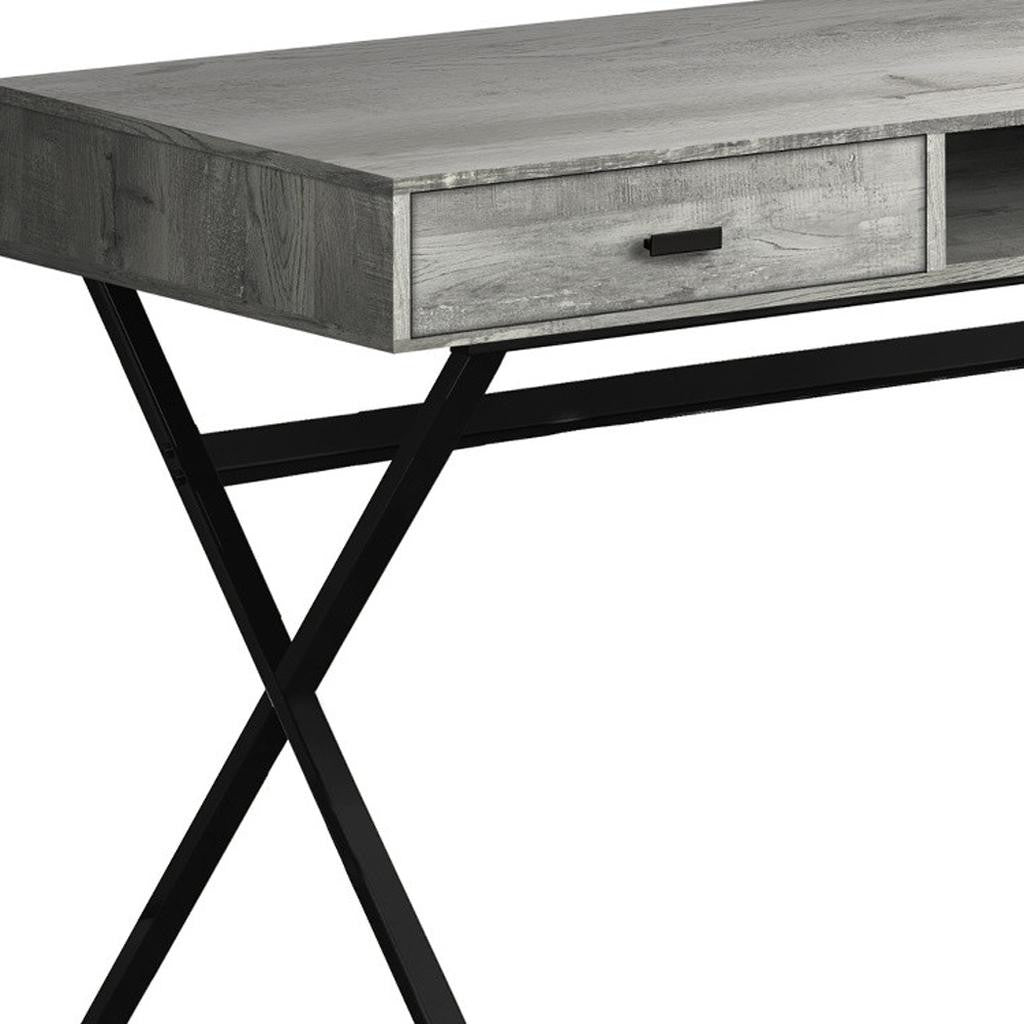 24" Gray and Black Computer Desk With Two Drawers - GreatEagleInc