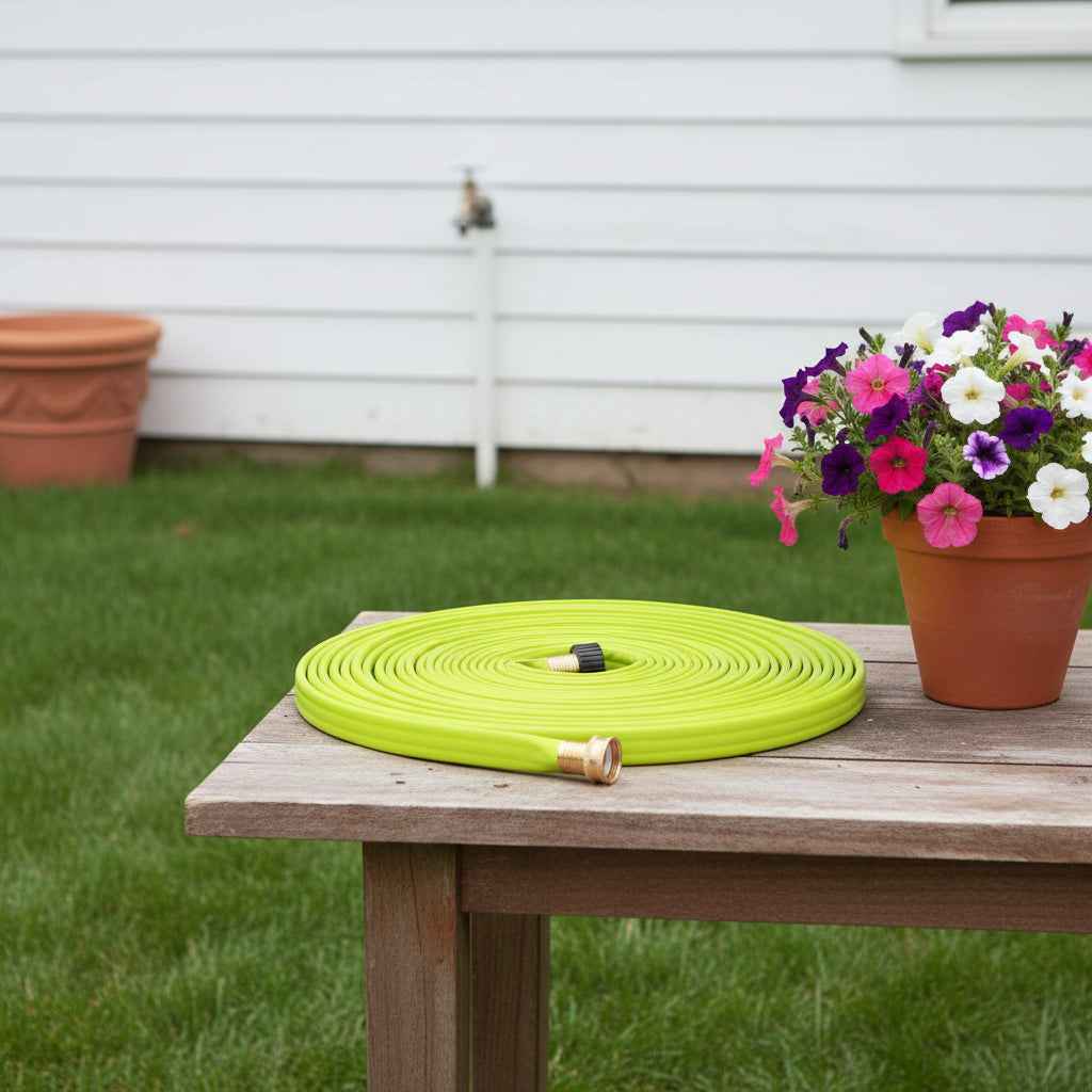 15" Chartreuse Polyresin Garden Hose