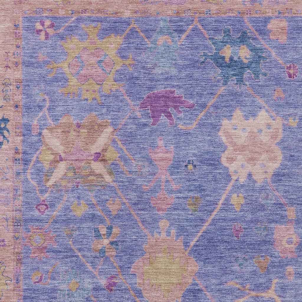 8' X 10' Purple And Blue Tribal Washable Indoor Outdoor Area Rug