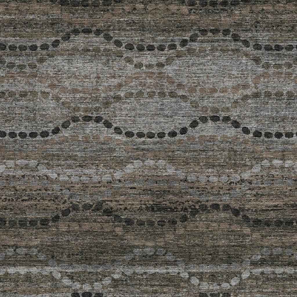 5' X 8' Chocolate And Gray Ogee Washable Indoor Outdoor Area Rug