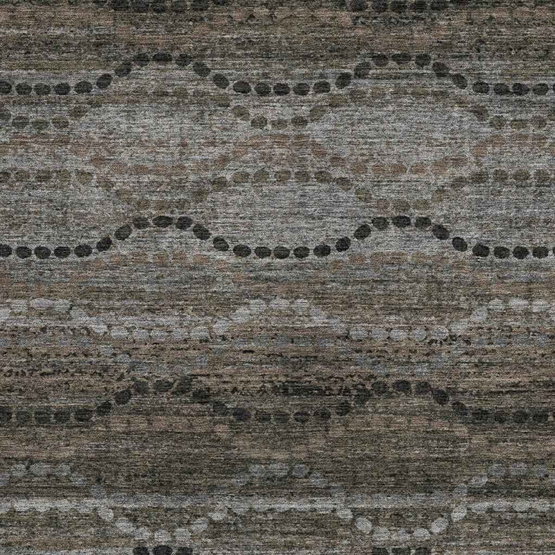 5' X 8' Chocolate And Gray Ogee Washable Indoor Outdoor Area Rug