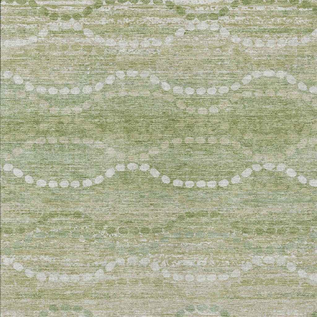 8' X 10' Sage And Ivory Ogee Washable Indoor Outdoor Area Rug