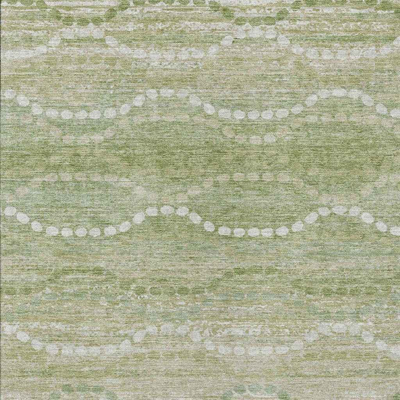 8' X 10' Sage And Ivory Ogee Washable Indoor Outdoor Area Rug