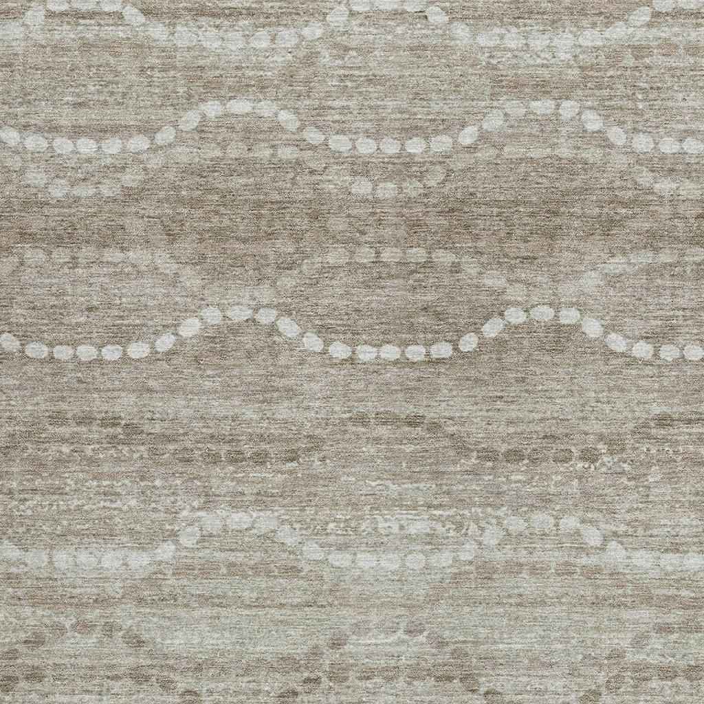 9' X 12' Khaki And Ivory Ogee Washable Indoor Outdoor Area Rug