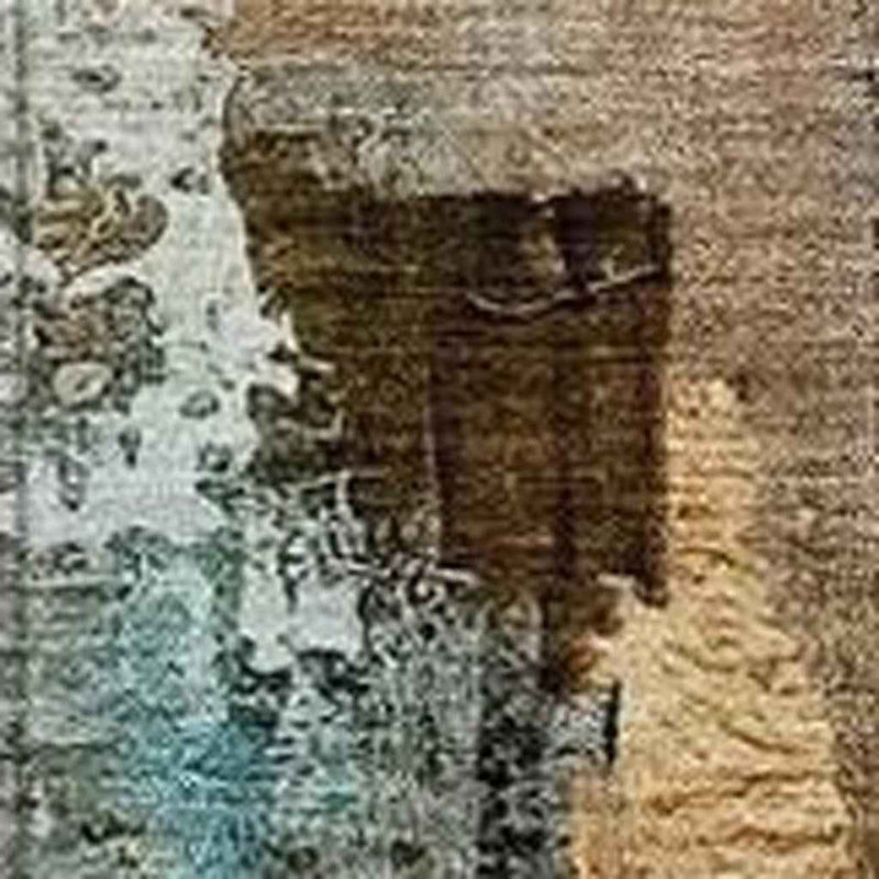 8' X 10' Beige And Teal Blue Abstract Washable Indoor Outdoor Area Rug