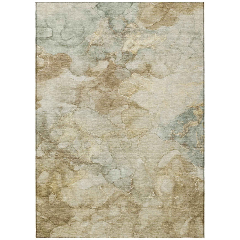 5' X 8' Beige And Ivory Abstract Washable Indoor Outdoor Area Rug
