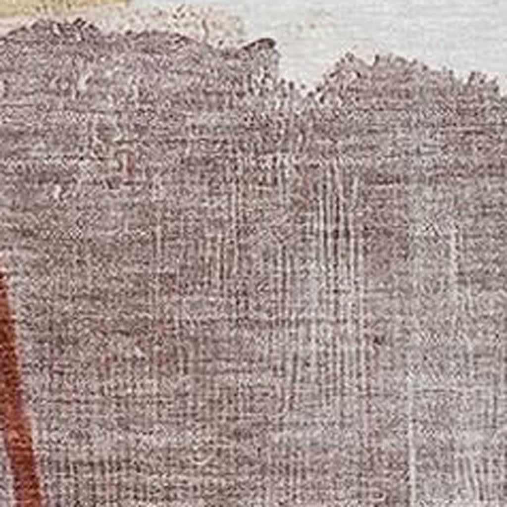 10' X 14' Terra Cotta And Ivory Abstract Washable Indoor Outdoor Area Rug