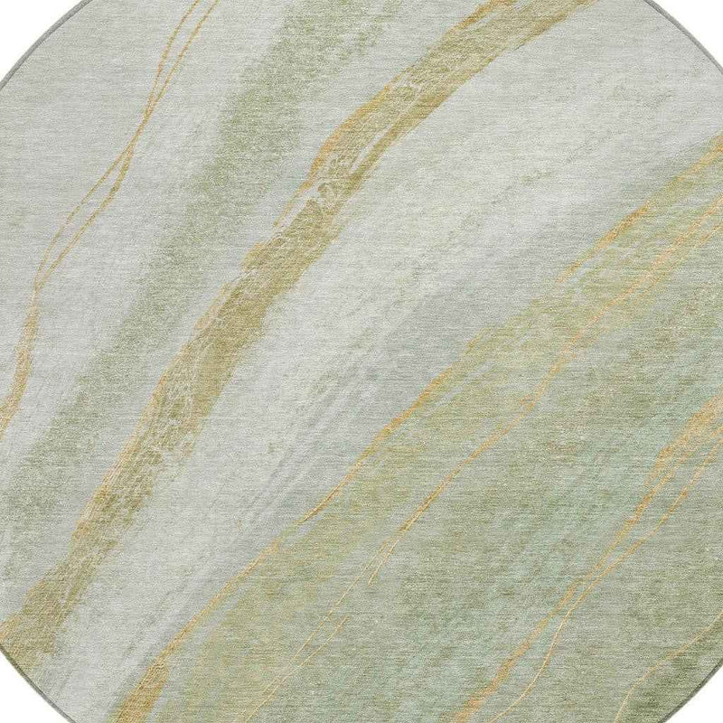8' Sage And Copper Round Abstract Washable Indoor Outdoor Area Rug