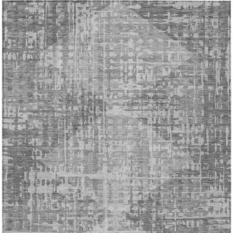 8' X 10' Gray And Silver Geometric Washable Indoor Outdoor Area Rug