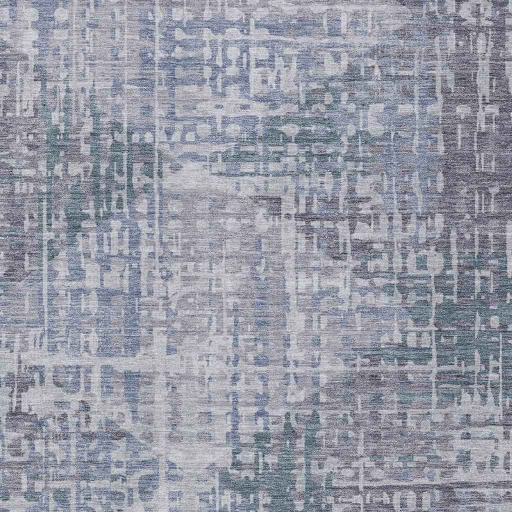 9' X 12' Blue And Purple Geometric Washable Indoor Outdoor Area Rug