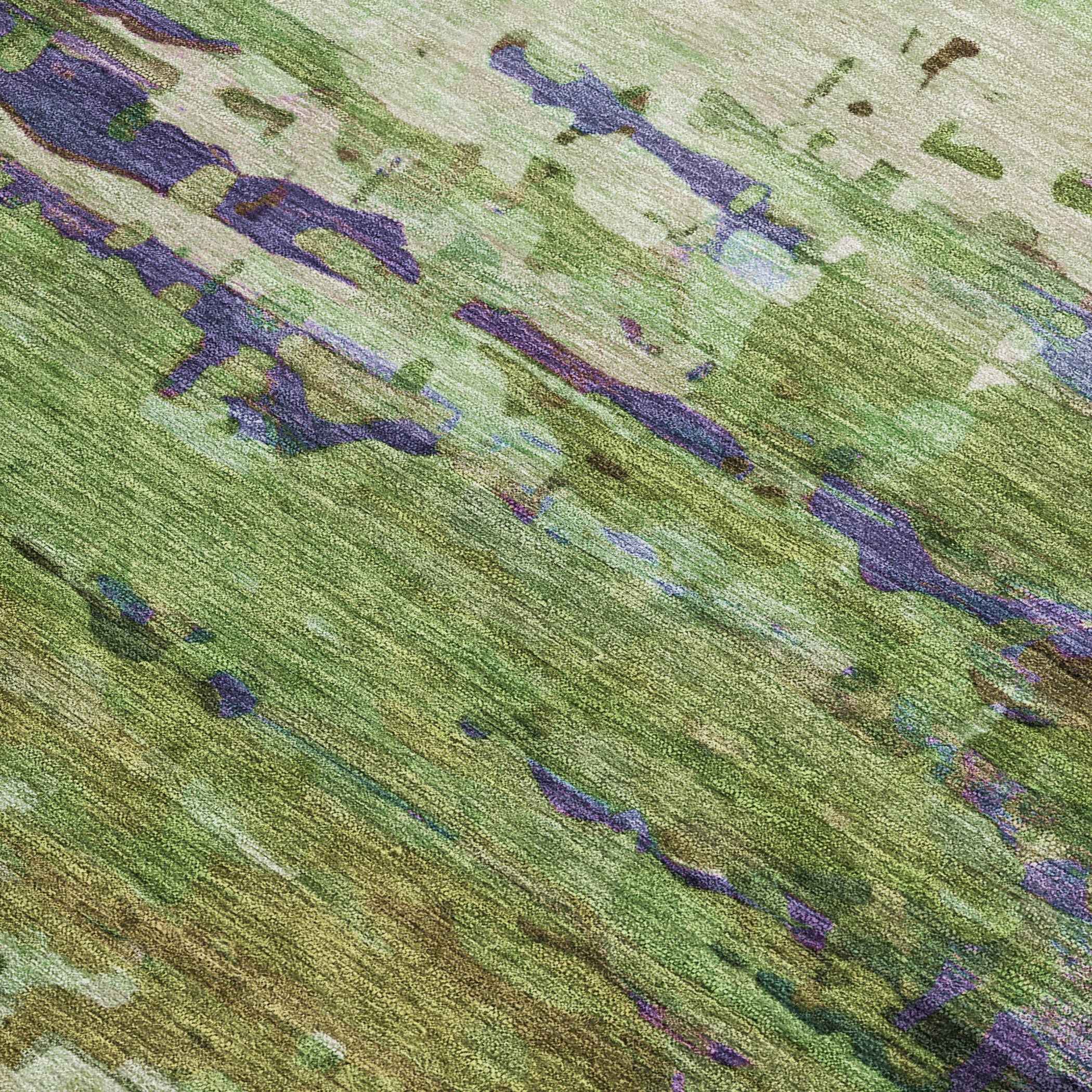 8' X 10' Green Lavender And Purple Abstract Washable Indoor Outdoor Area Rug