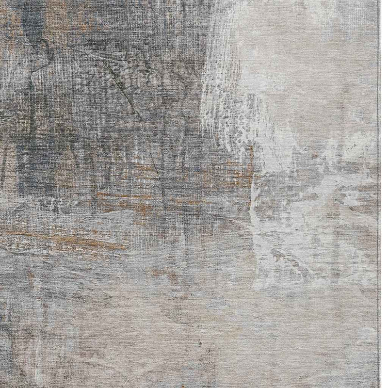 8' X 10' Beige And Gray Abstract Washable Indoor Outdoor Area Rug