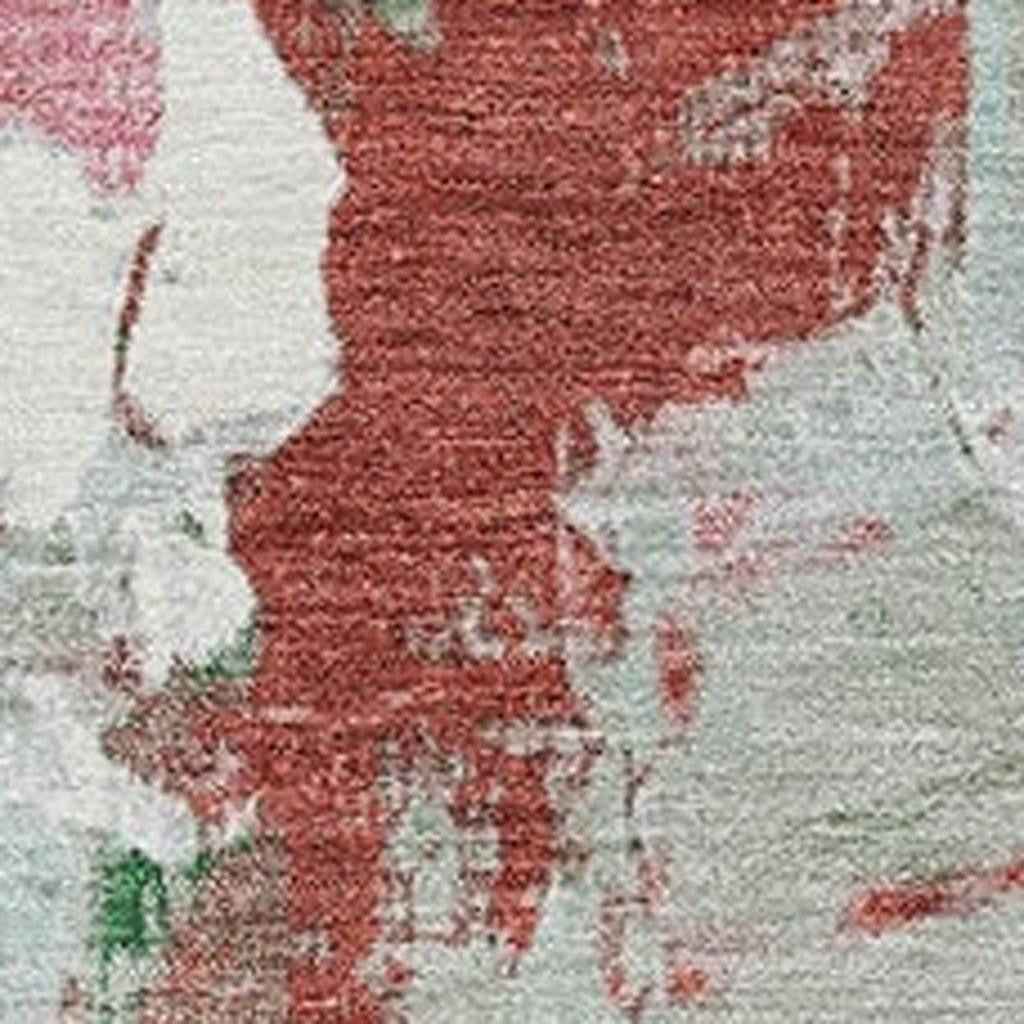 8' X 10' Blush And Green Abstract Washable Indoor Outdoor Area Rug