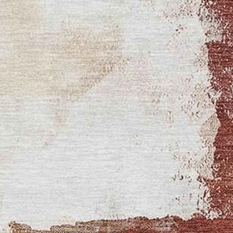 8' X 10' Terra Cotta And Ivory Abstract Washable Indoor Outdoor Area Rug