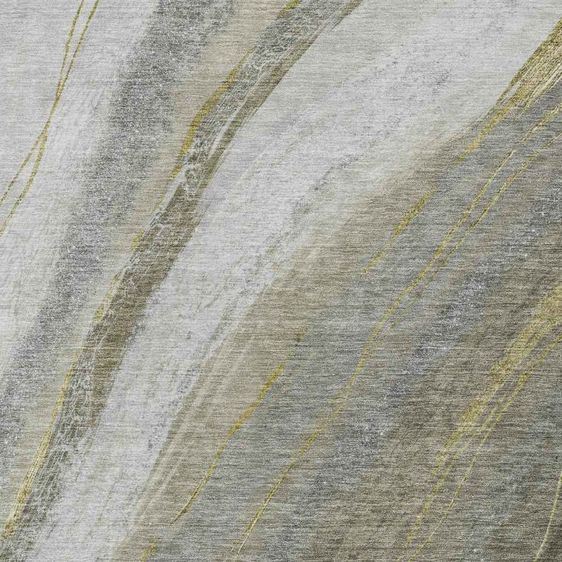 8' X 10' Pewter And Gray Abstract Washable Indoor Outdoor Area Rug