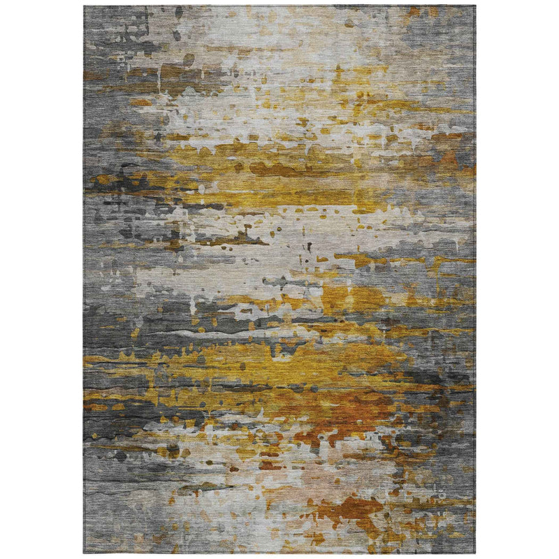 3' X 5' Copper And Gray Abstract Washable Indoor Outdoor Area Rug