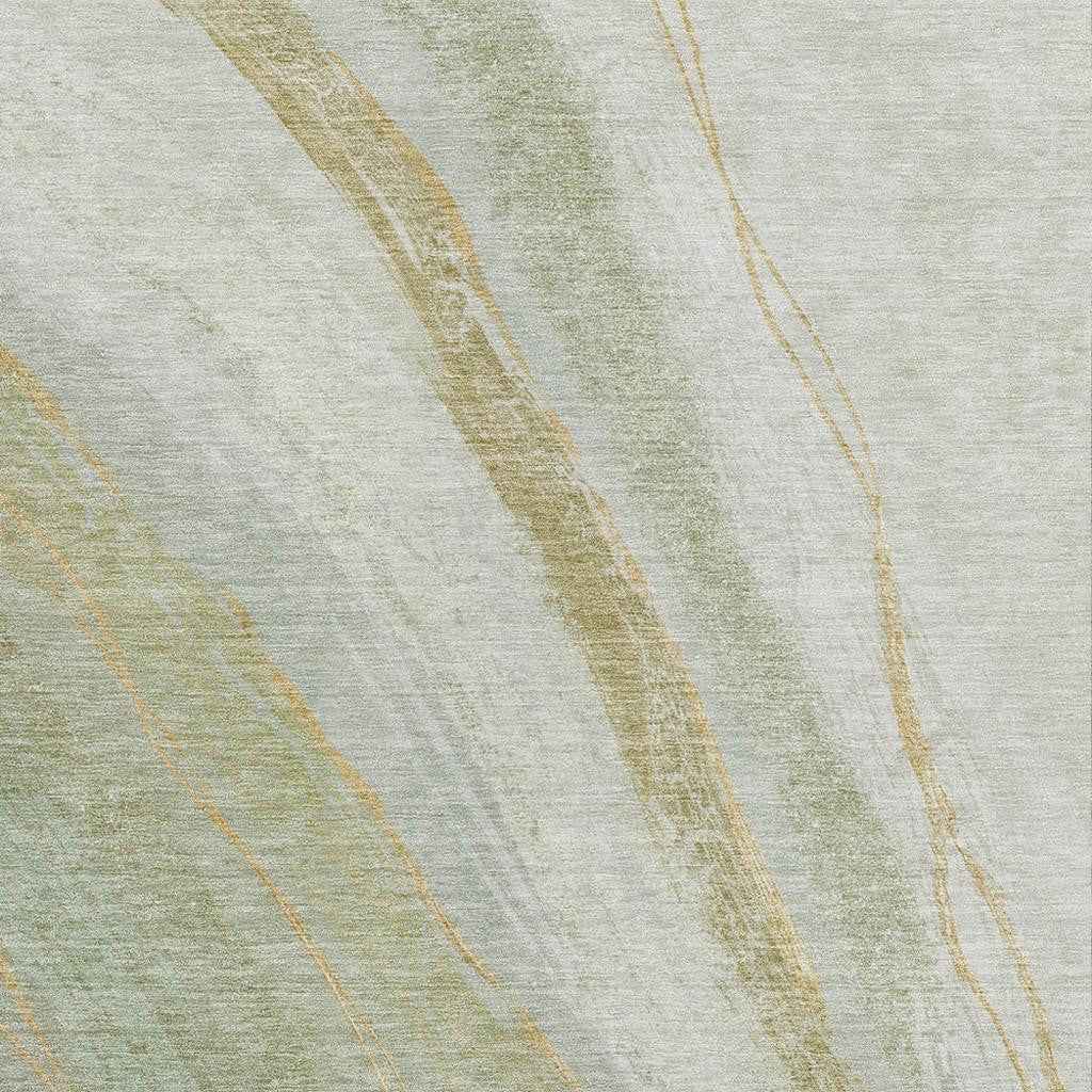 9' X 12' Sage And Copper Abstract Washable Indoor Outdoor Area Rug