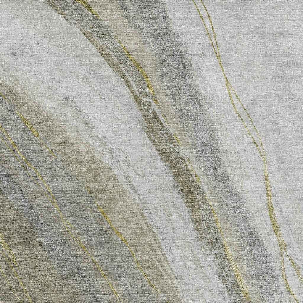 5' X 8' Pewter And Gray Abstract Washable Indoor Outdoor Area Rug