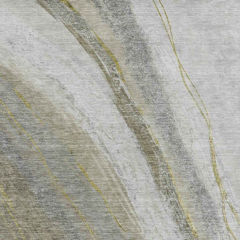 5' X 8' Pewter And Gray Abstract Washable Indoor Outdoor Area Rug