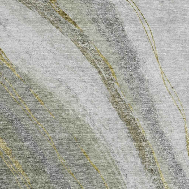 5' X 8' Artichoke Green And Gray Abstract Washable Indoor Outdoor Area Rug