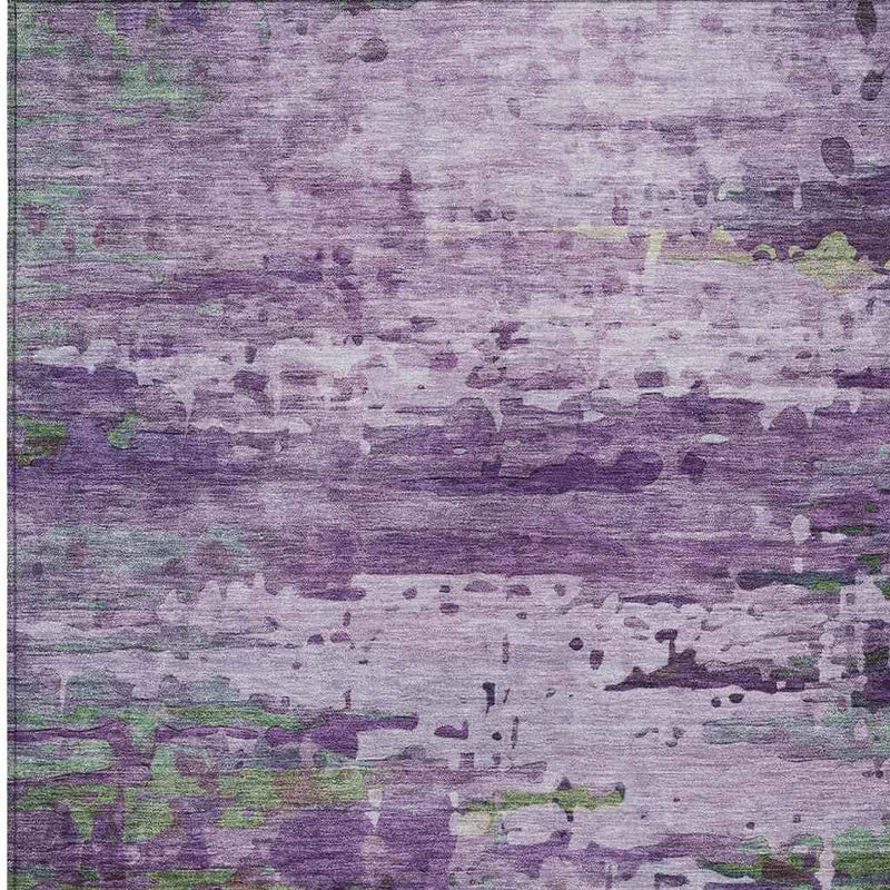 3' X 5' Purple Green And Charcoal Abstract Washable Indoor Outdoor Area Rug