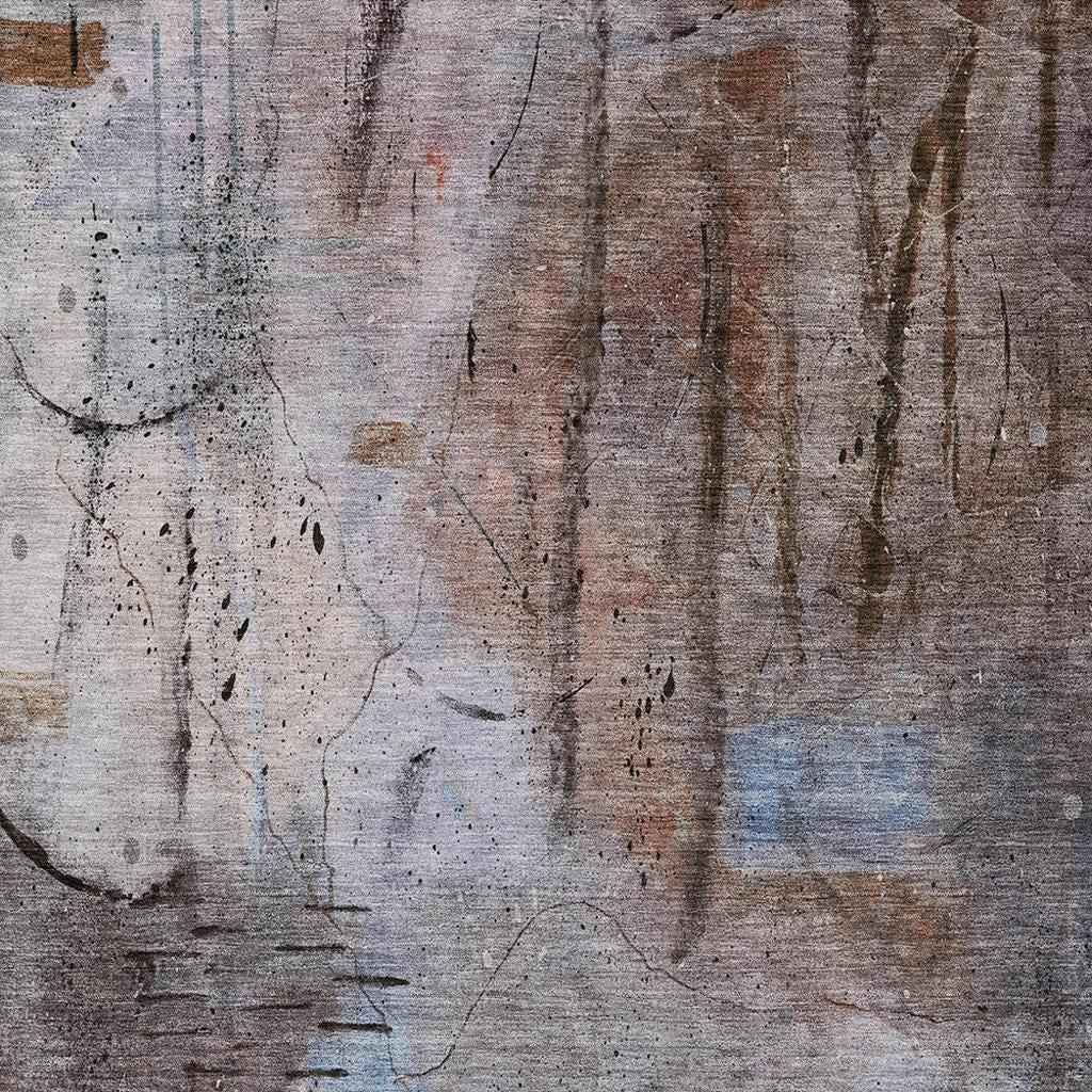 10' X 14' Taupe And Brown Abstract Washable Indoor Outdoor Area Rug