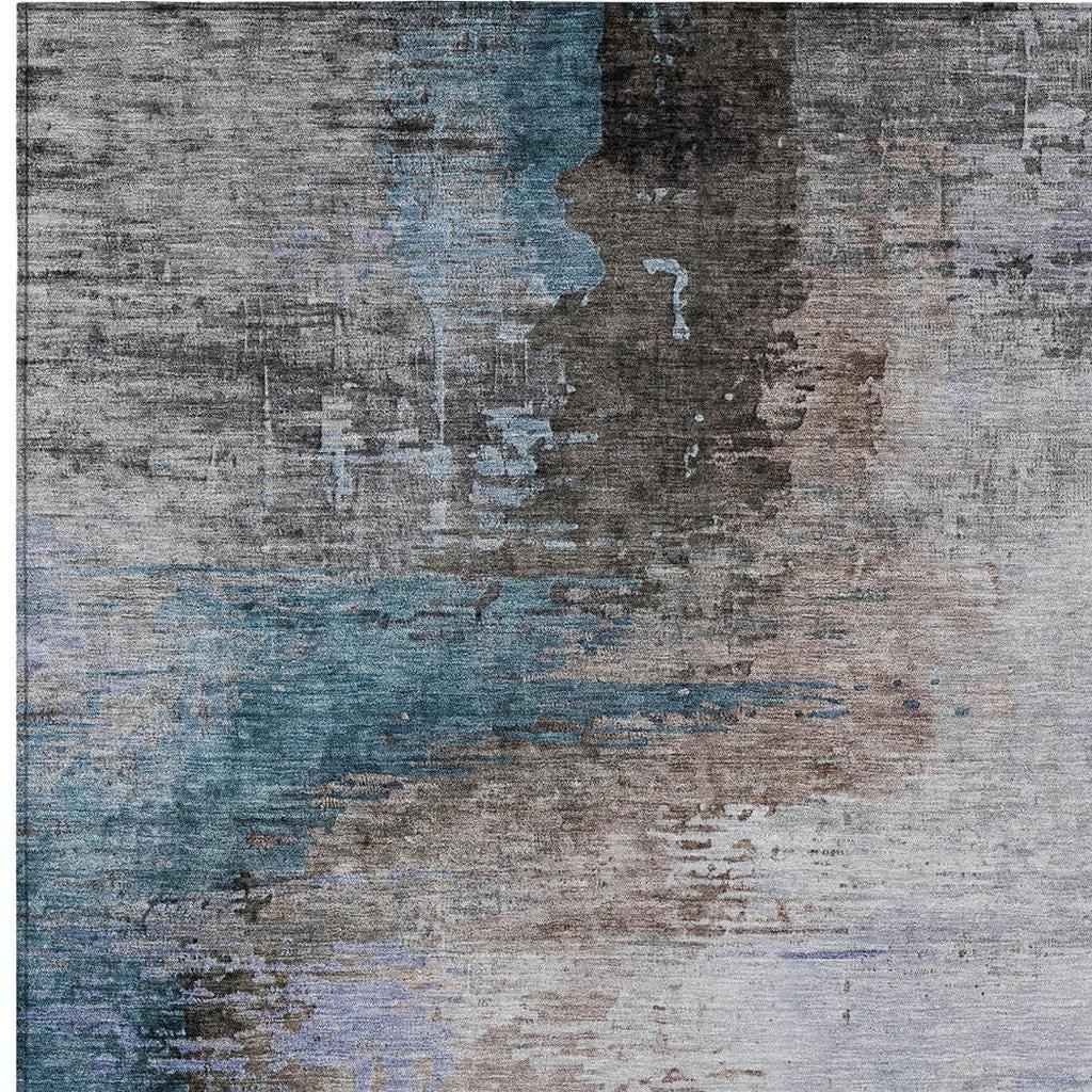 3' X 5' Brown Lavender And Taupe Abstract Washable Indoor Outdoor Area Rug