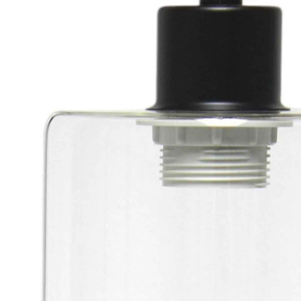 19" Black Iron Lantern USB Table Lamp LED With Clear Cylinder Shade