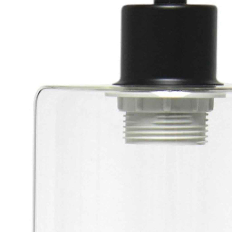 19" Black Iron Lantern USB Table Lamp LED With Clear Cylinder Shade