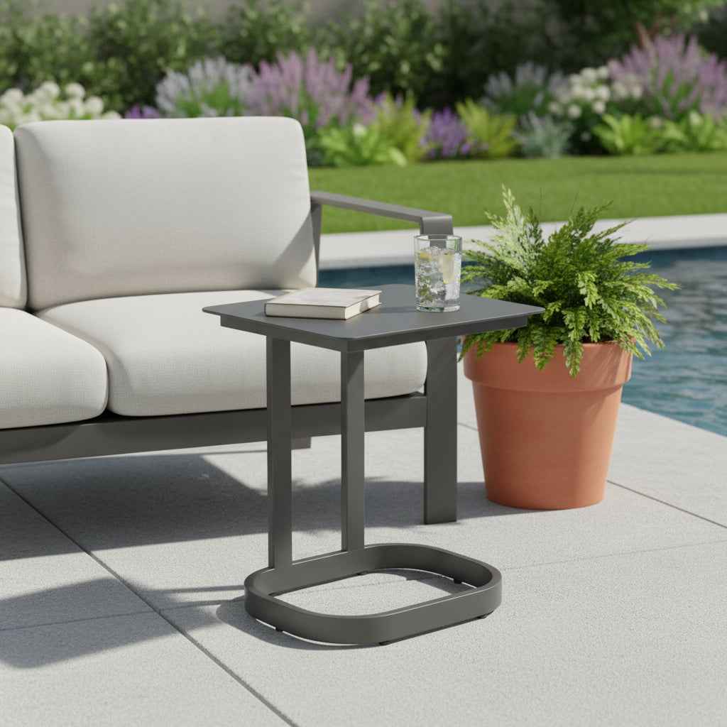24" Black Aluminum Pedestal End Table