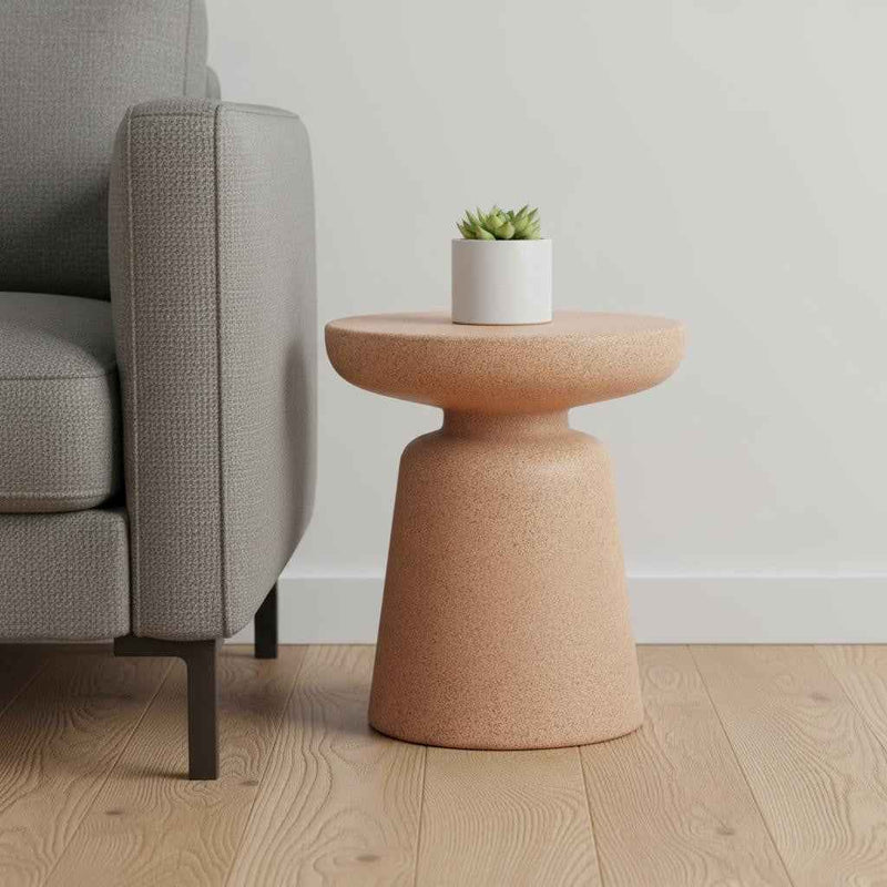 17" Brown Heavy Duty Plastic Round Pedestal End Table