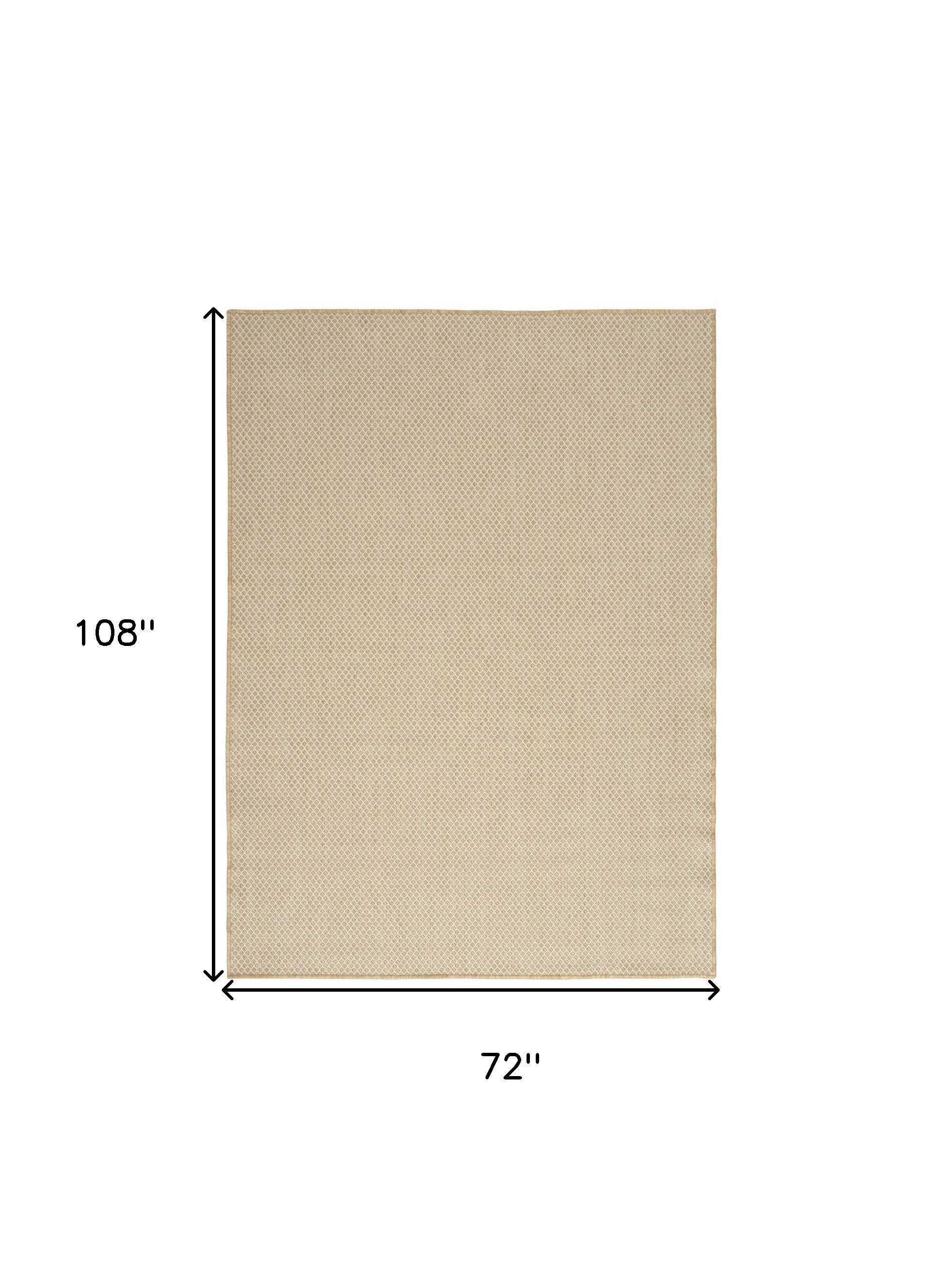 6' X 9' Natural And Ivory Geometric Indoor Outdoor Area Rug