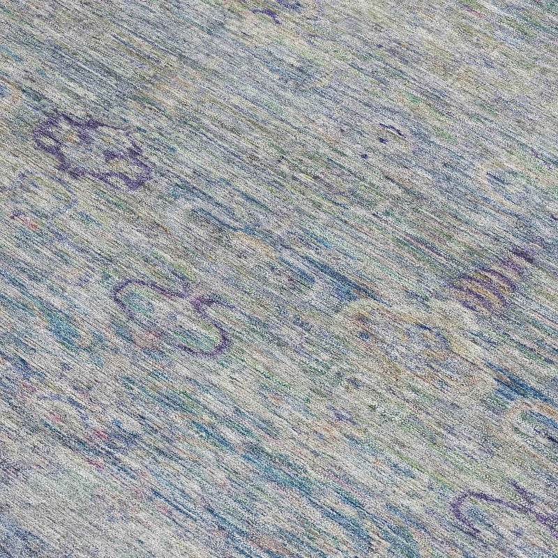 3' X 5' Plum And Silver Oriental Washable Indoor Outdoor Area Rug