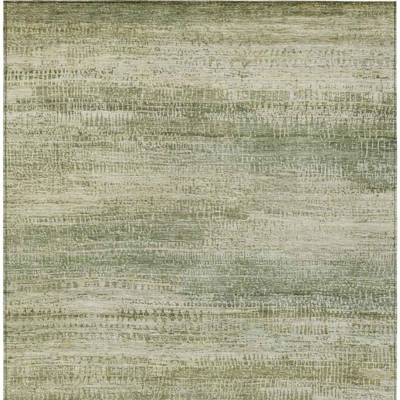 8' X 10' Artichoke Green And Beige Abstract Washable Indoor Outdoor Area Rug
