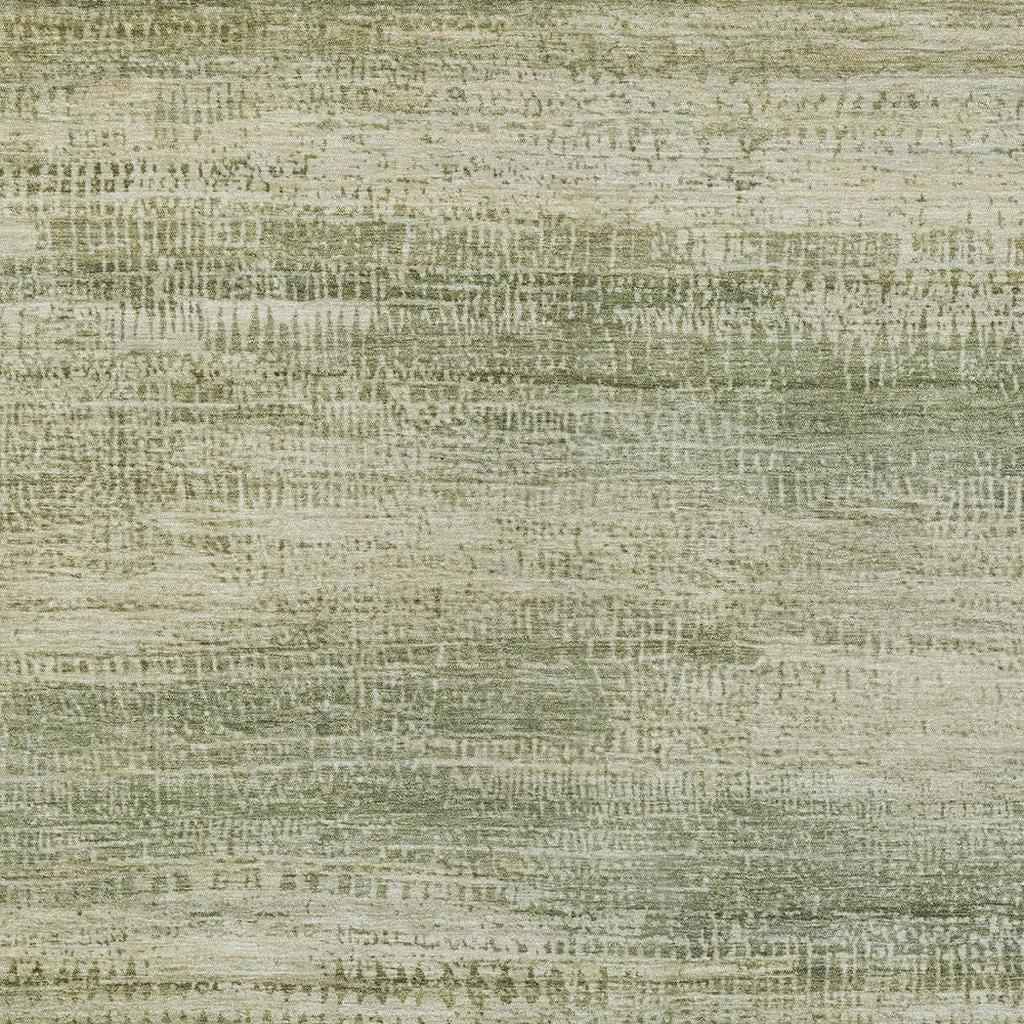 8' X 10' Artichoke Green And Beige Abstract Washable Indoor Outdoor Area Rug