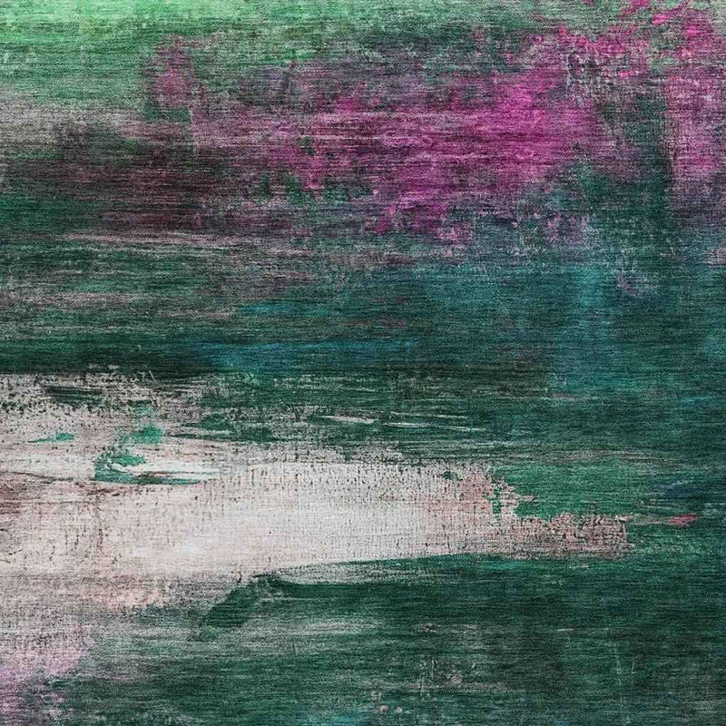 3' X 5' Green Blush And Ivory Abstract Washable Indoor Outdoor Area Rug