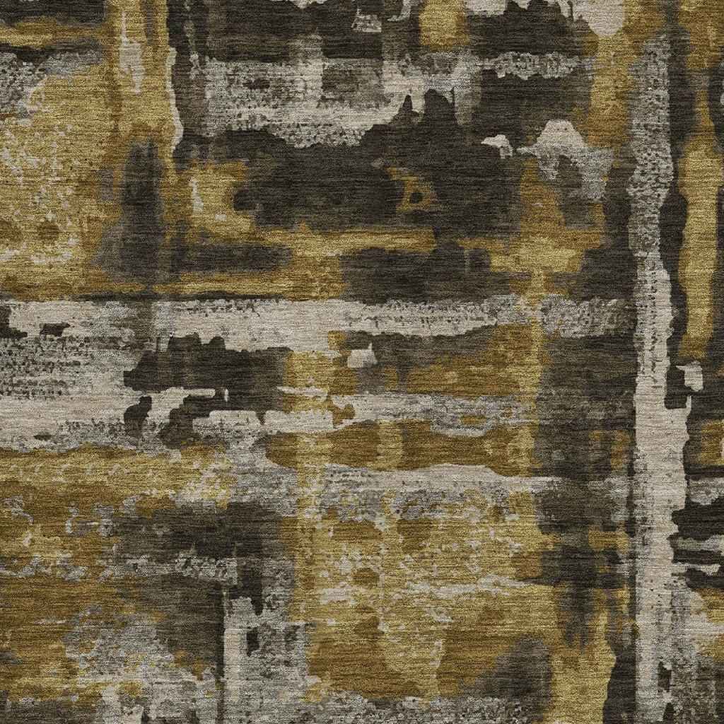 5' X 8' Coffee And Taupe Abstract Washable Indoor Outdoor Area Rug