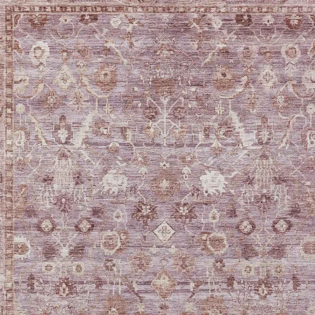 5' X 8' Blush Pink And Ivory Oriental Washable Indoor Outdoor Area Rug
