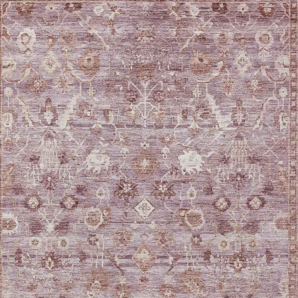 3' X 5' Blush Pink And Ivory Oriental Washable Indoor Outdoor Area Rug