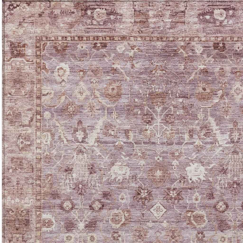 9' X 12' Blush Pink And Ivory Oriental Washable Indoor Outdoor Area Rug